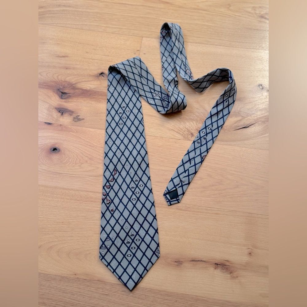 Vintage NICOLE MILLER Hole in One Sage Damask Silk Luxury Golf Neck Tie
